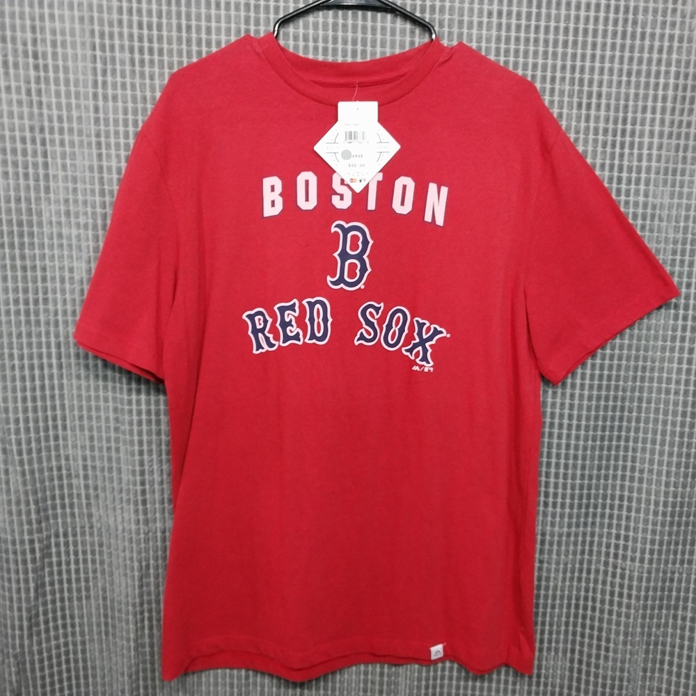 Boston Red Sox T-Shirt Mens MLB Graphic Tee Majestic  Large Red